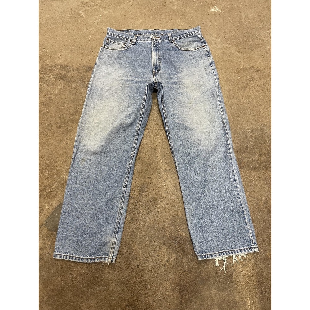 Levis 550‎ Jeans Mens 36x30 Light Wash Blue Relaxed Tapered Zip Fly Distressed